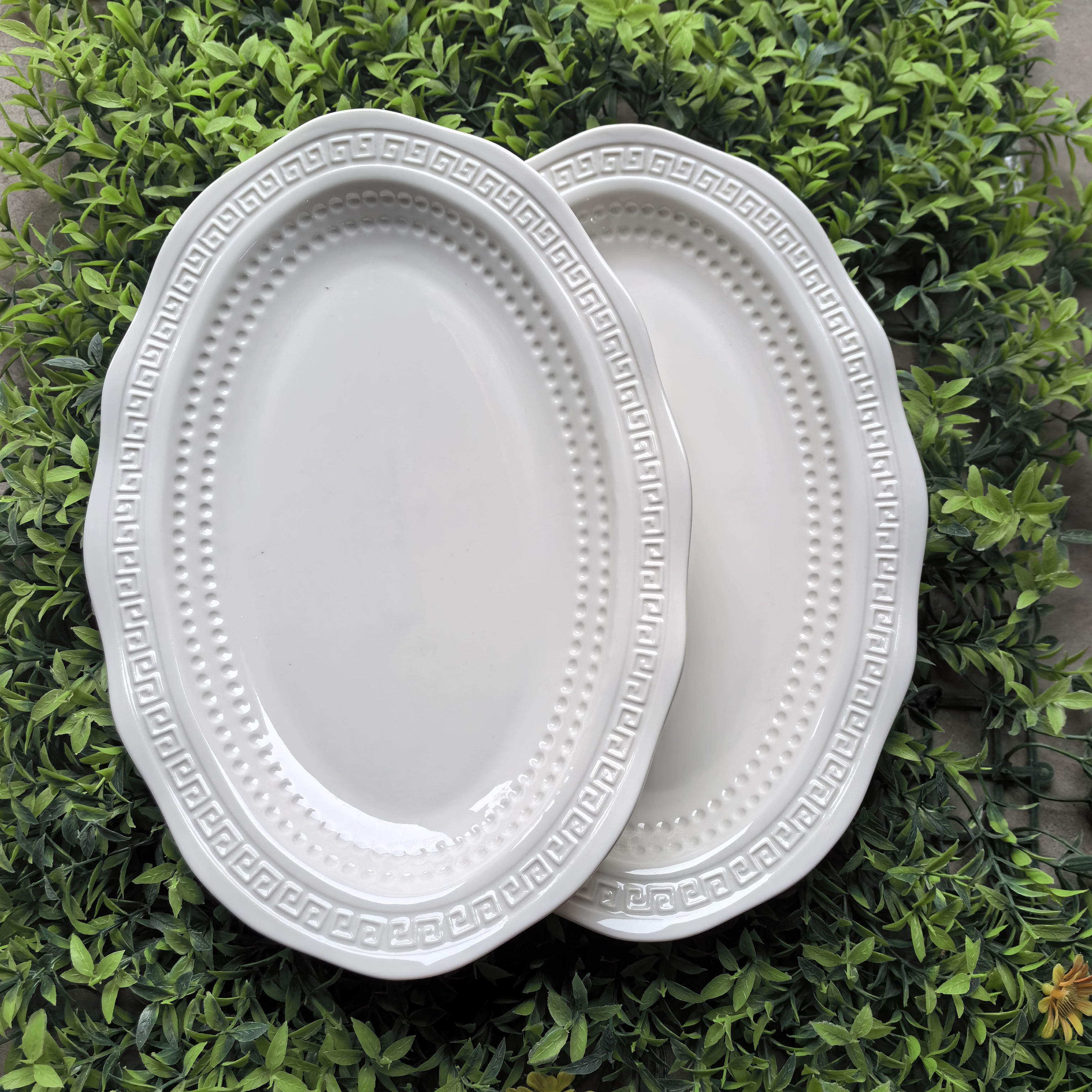 2个12英寸家用鱼盘（微瑕）椭圆陶瓷盘子