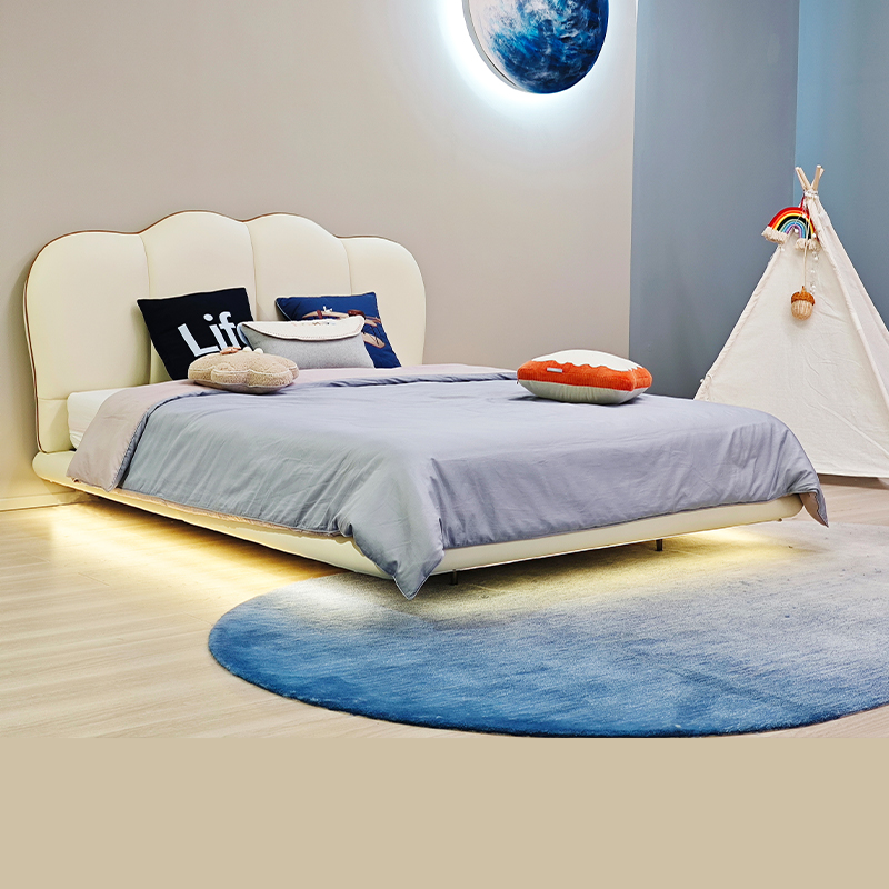 七彩人生欧式轻奢儿童床男孩单人床1.5m床现代简约实木床青少年床