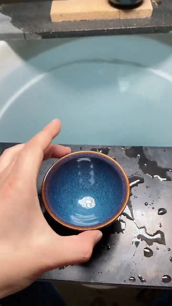 【闪购商品】陶茶盏.回蓝