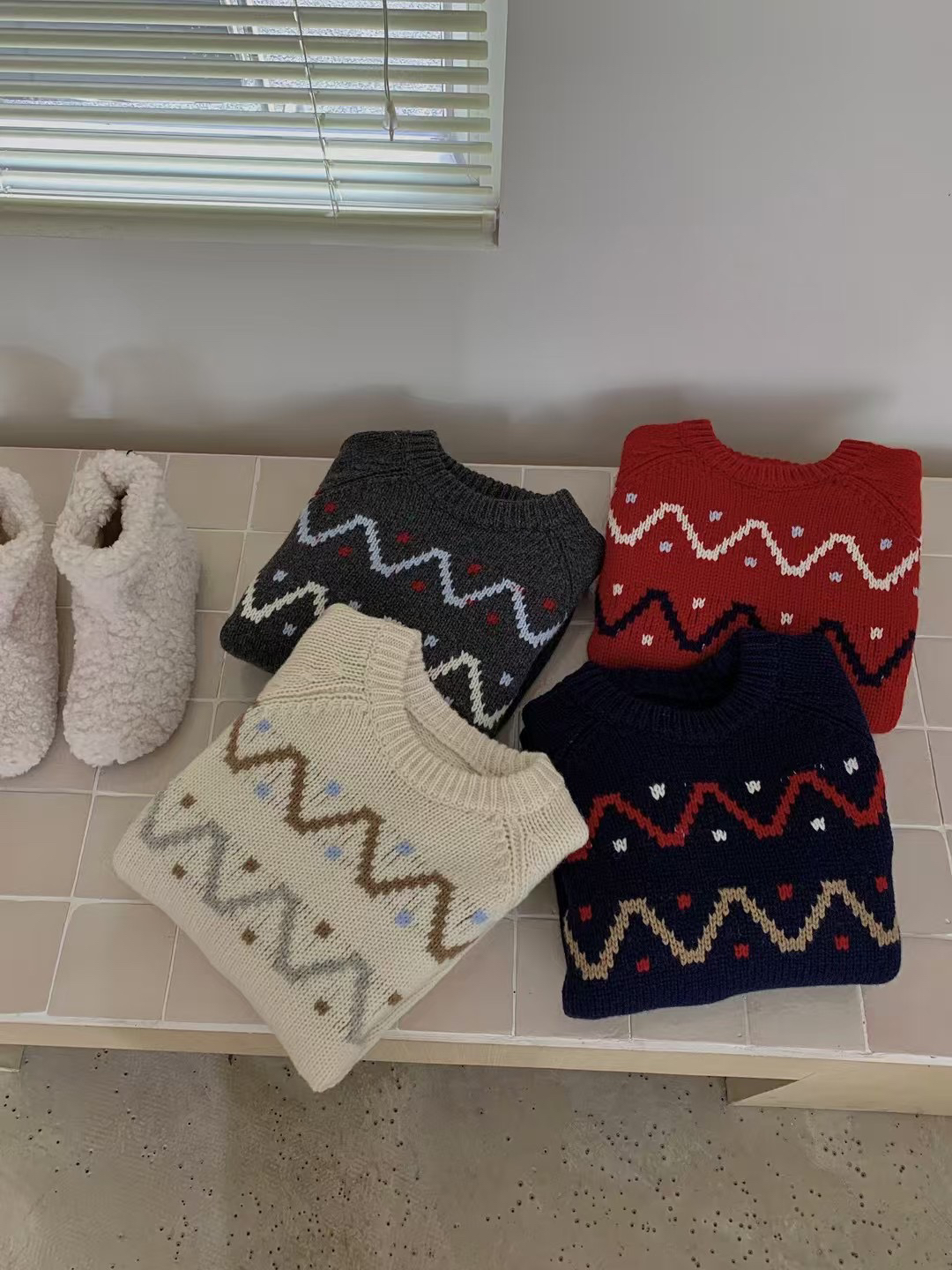 【波浪】韩系加厚全羊毛复古针织套头毛衣