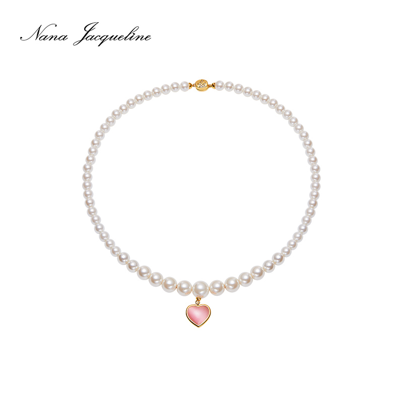 Nana Jacqueline 非金属仿珍珠项链 巴黎之心系列爱心吊坠项链女