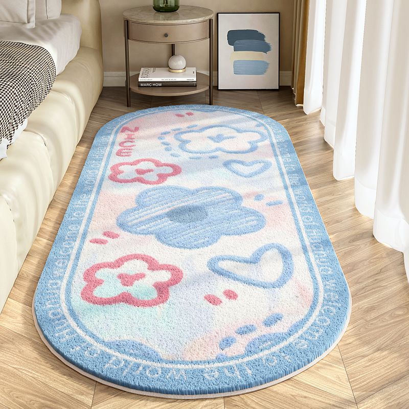 仿羊绒花卉ins茶几垫地毯加厚客厅卧室床边毯地毯床边毯毯地毯飘