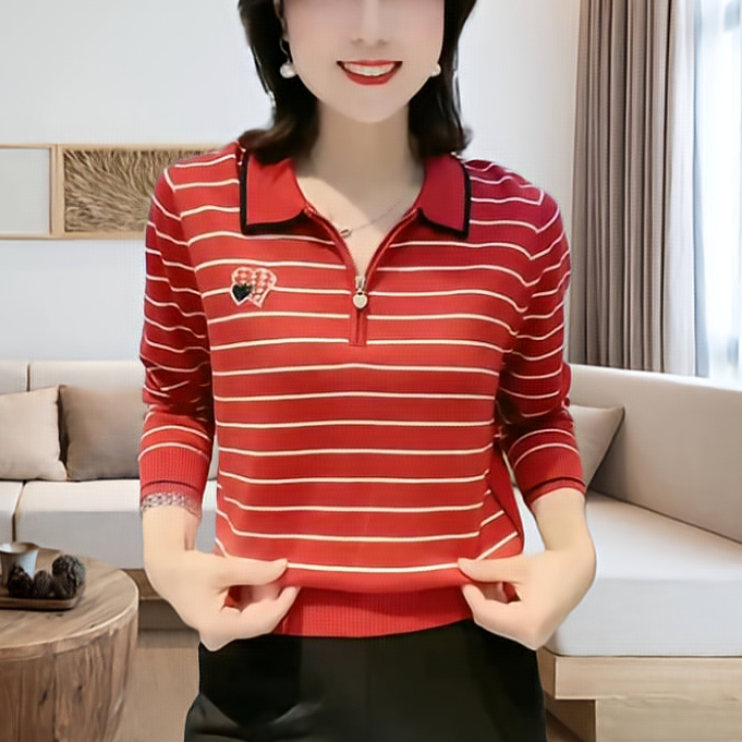 莱赛尔妈妈装针织衫女2024早秋新款减龄遮肉中老年宽松打底上衣女