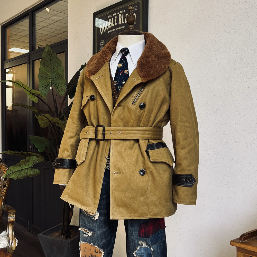 CIDU/刺度22OZ重磅油蜡帆布Freewheelers飞行员大衣保暖加厚风衣