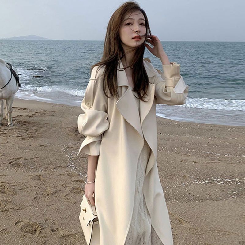 2024春秋装新款中长款过膝风衣女韩版学生流行时尚洋气大衣外套潮
