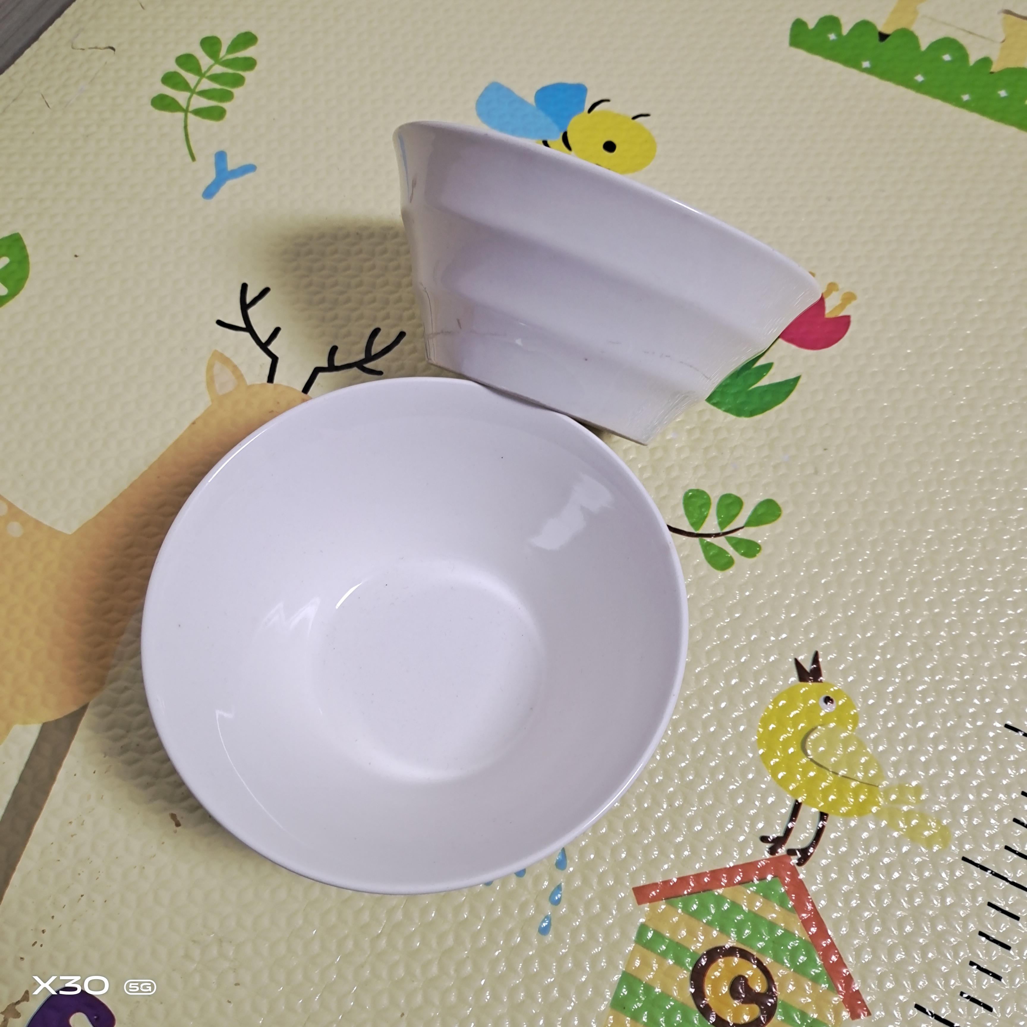 磁州窑微瑕纯白螺纹碗小号陶瓷碗（2支）