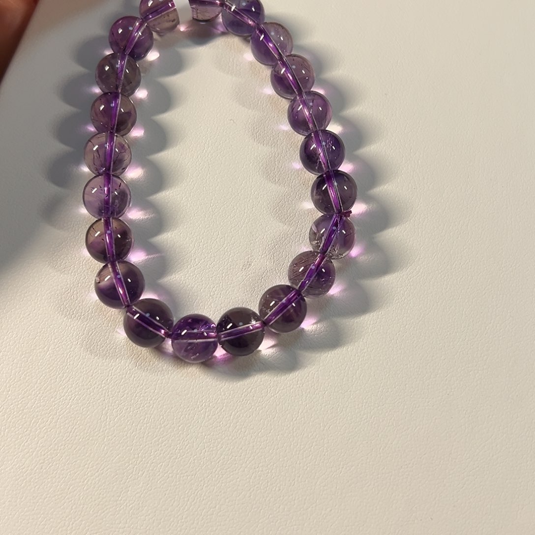 水晶手串未镶嵌天然巴西紫超七9.1mm单圈手串