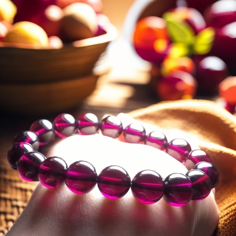 天然巴西紫牙乌石榴石全净体单圈手串多样性发货女款时尚紫色精美