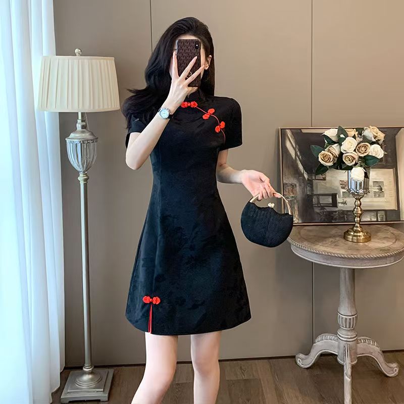 唯衣家气质小个子夏季黑色女装连衣裙