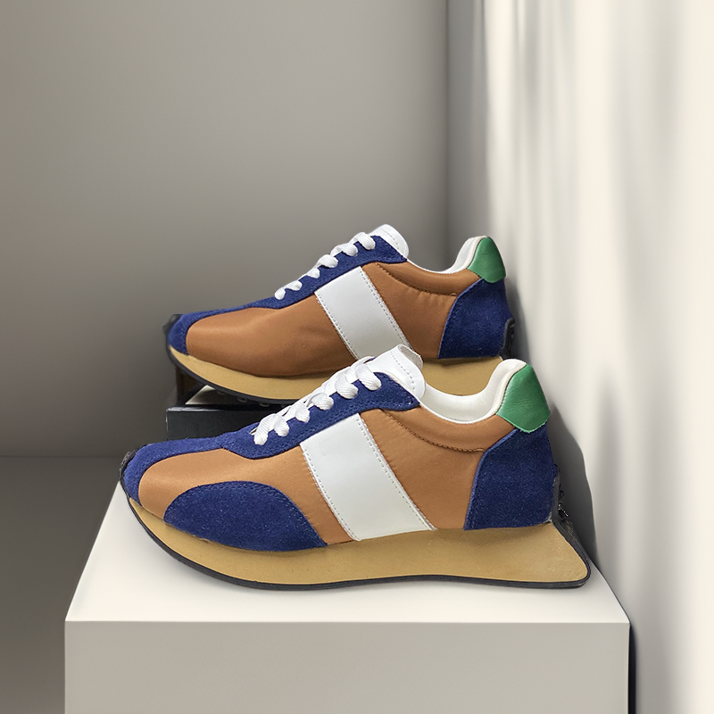 高货运动真皮透气阿甘鞋女欧货秋季新款拼色软底超轻休闲德训鞋潮