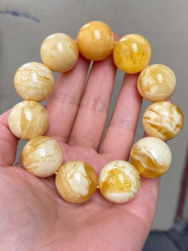 22.2mm68.52俄罗斯蜜蜡白蜡阿尔卑斯手串，高货，大佬级别、送礼佳品