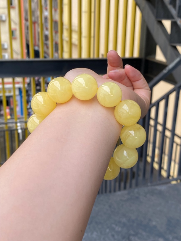20mm55.41同料蜜蜡圆珠手串，送礼推荐，文玩，盘串，精品，茶宠