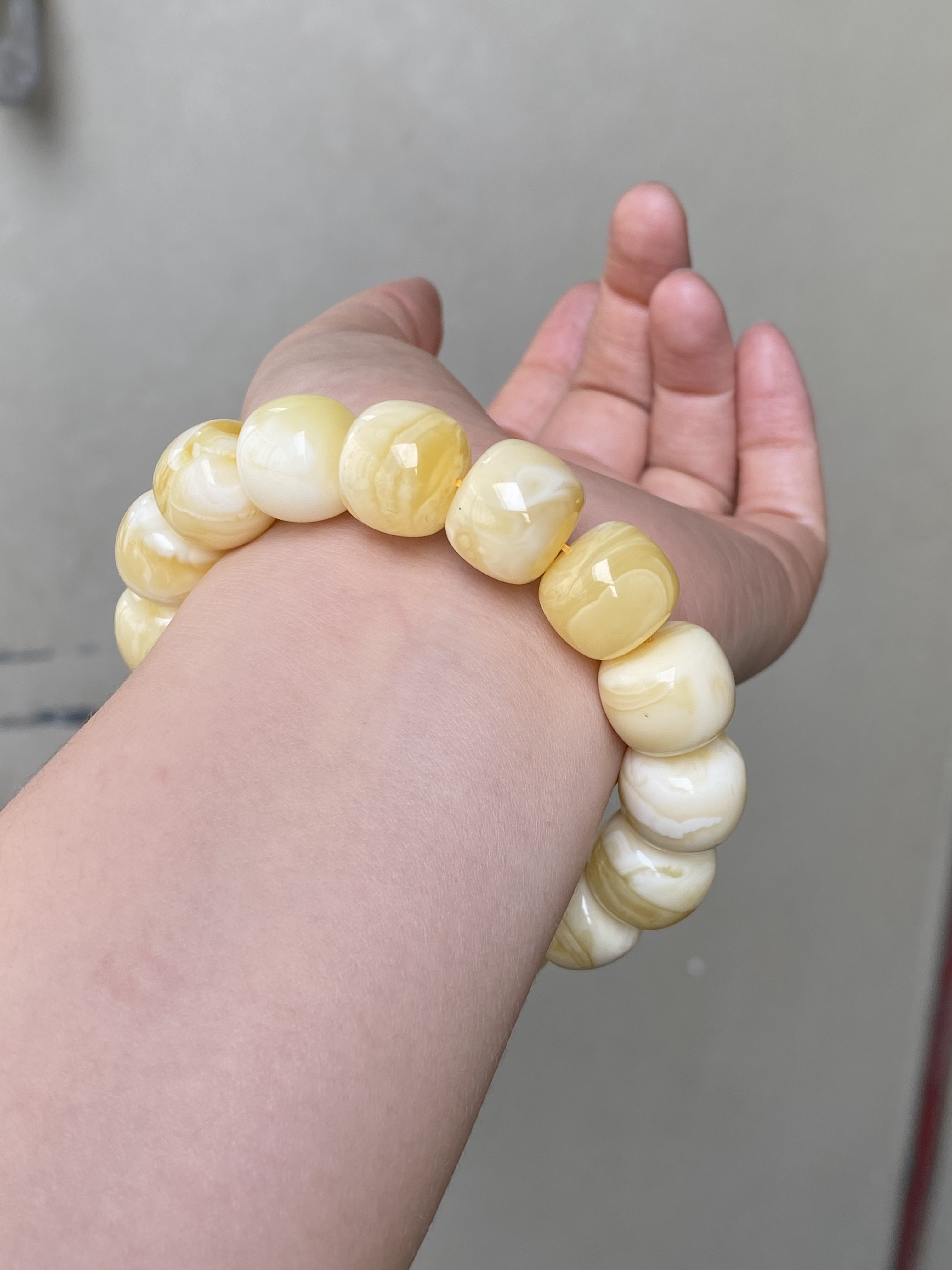 15mm34.17俄罗斯蜜蜡白花蜡老型手串精品精工纹路清晰流畅文玩