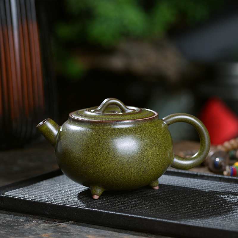 景德镇茶叶末釉香炉壶手工陶瓷老陶泥高温茶壶家用办公功夫茶壶