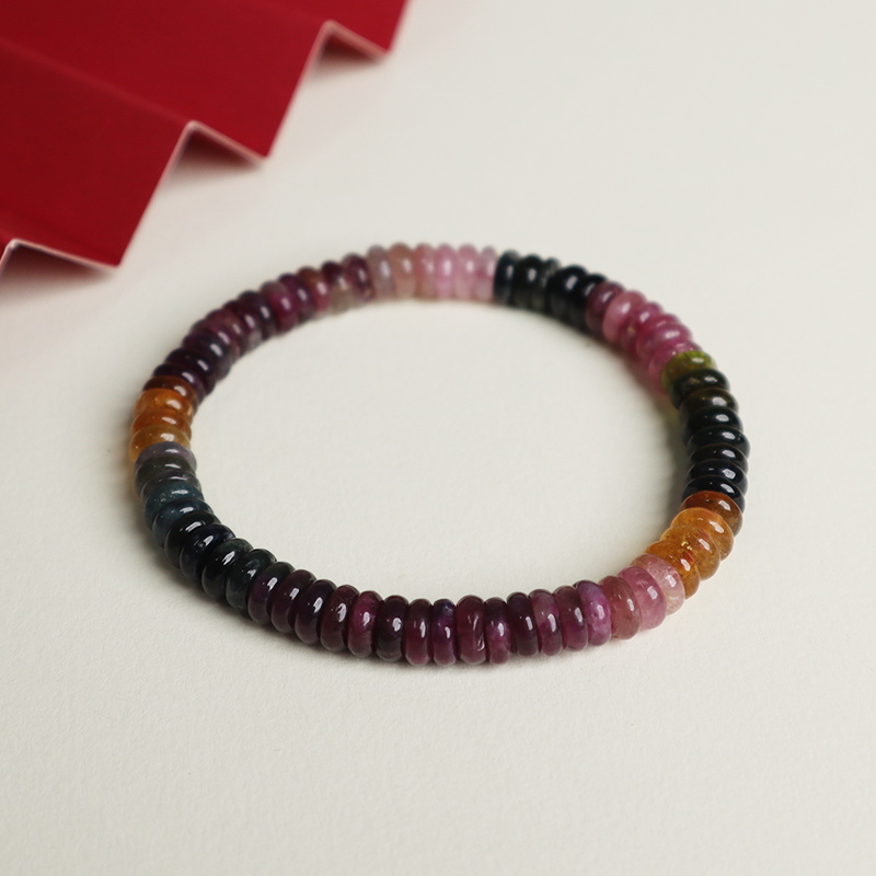 碧玺算盘珠单圈手串彩色时尚气质精美百搭