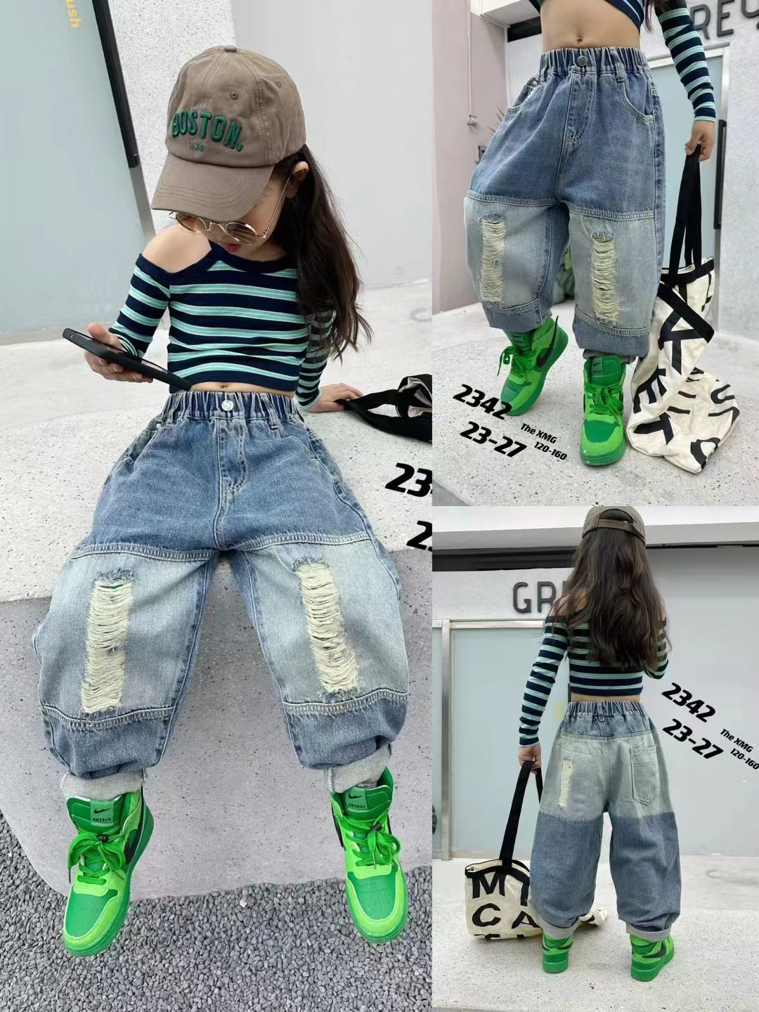 儿童牛仔裤韩版宽松老爹裤