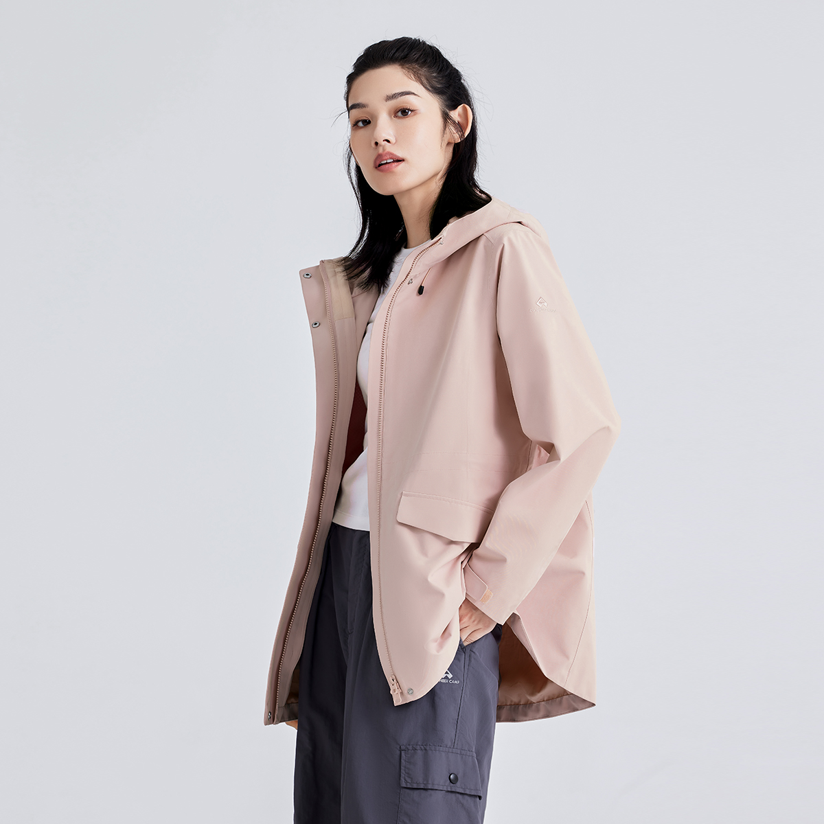 拓路者显瘦收腰款冲锋衣女2025秋冬中长款外套防风防雨三合一外套