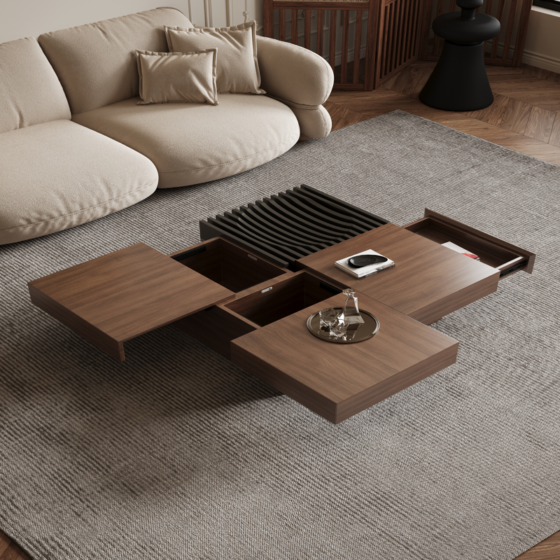 【DDC】5391北美黑胡桃木茶几简约现代小户型储物正方形实木茶几