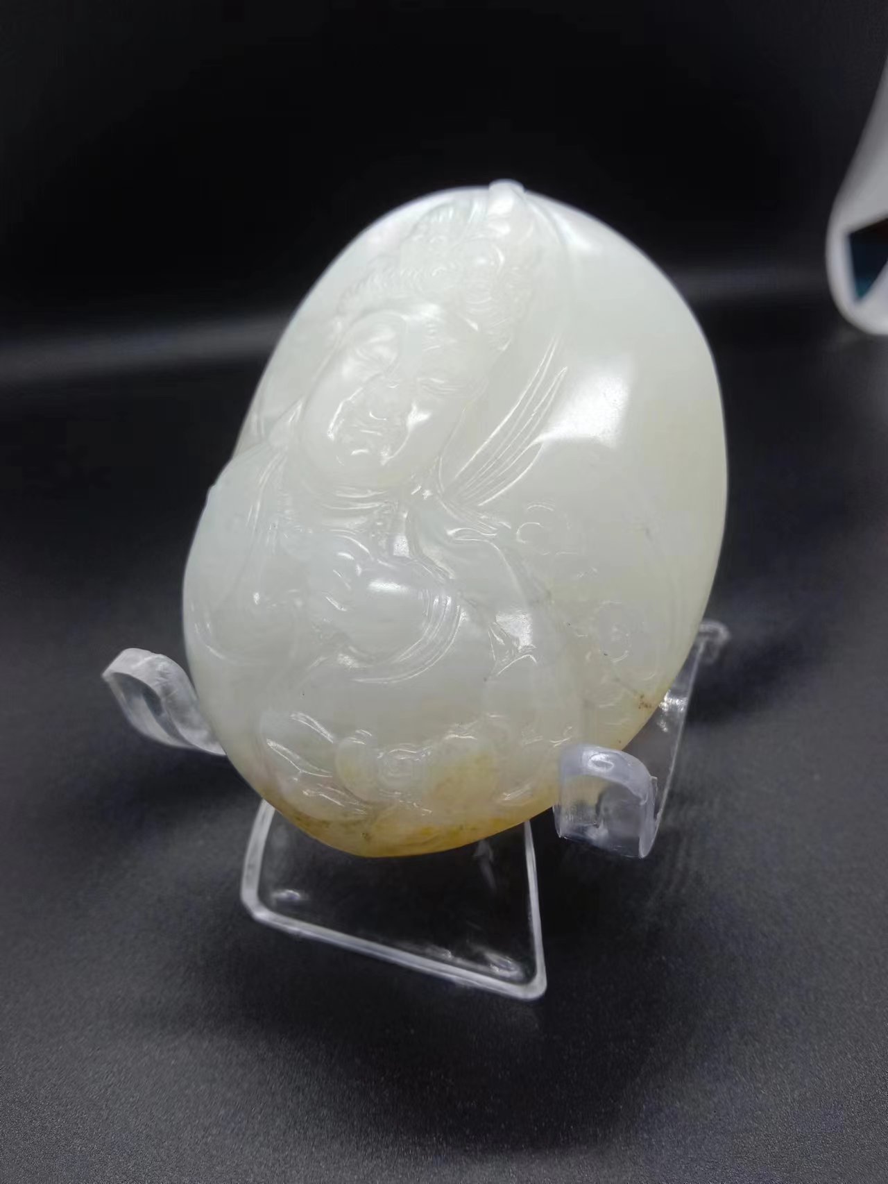 和田玉籽料观音菩萨，挂件，时尚，白籽