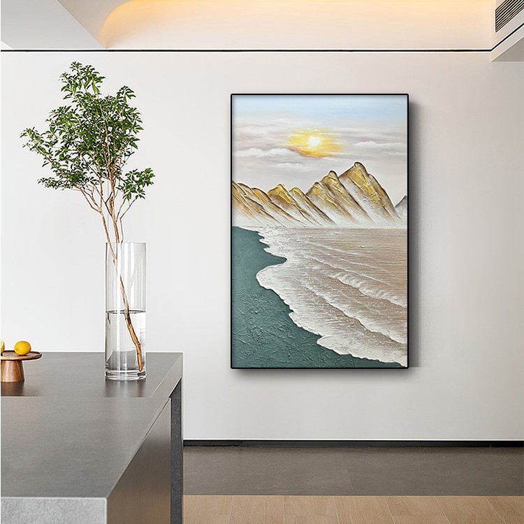 【日照金山】现代轻奢风景玄关装饰画客厅沙发背景墙艺术工作室质感