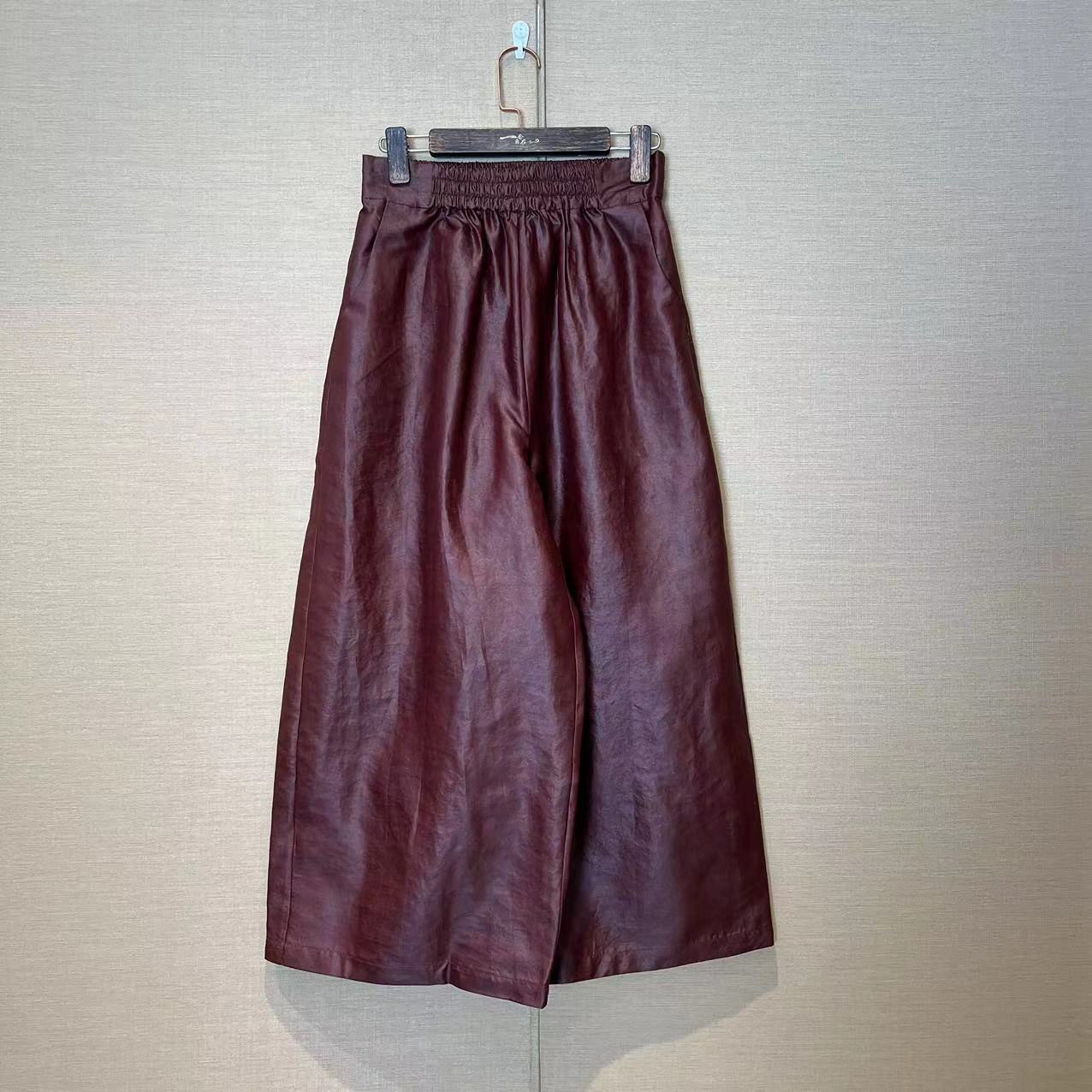 【花苞裤】68B001-290699香云纱花苞裤小叶紫檀红云纱阔腿裤新款