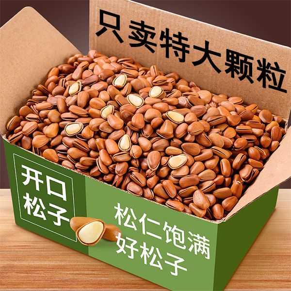 东北大颗粒松子500g12g开口红松子大颗粒营养罐装品质精选产品