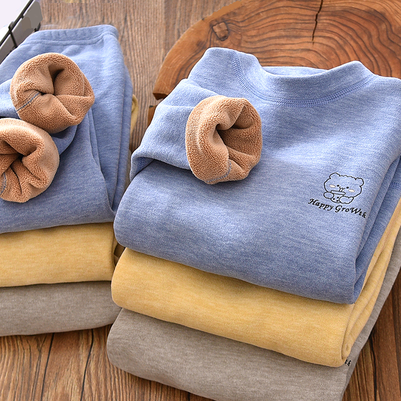 男童秋衣卫生裤套秋冬款2023中大童德绒加厚奥粒绒男孩儿童发热衣