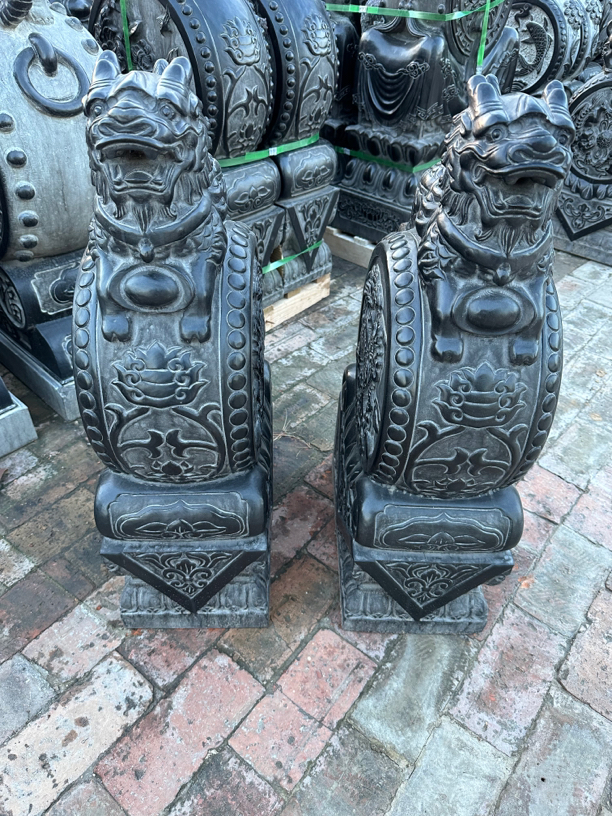 天然青石抱鼓石门墩一对