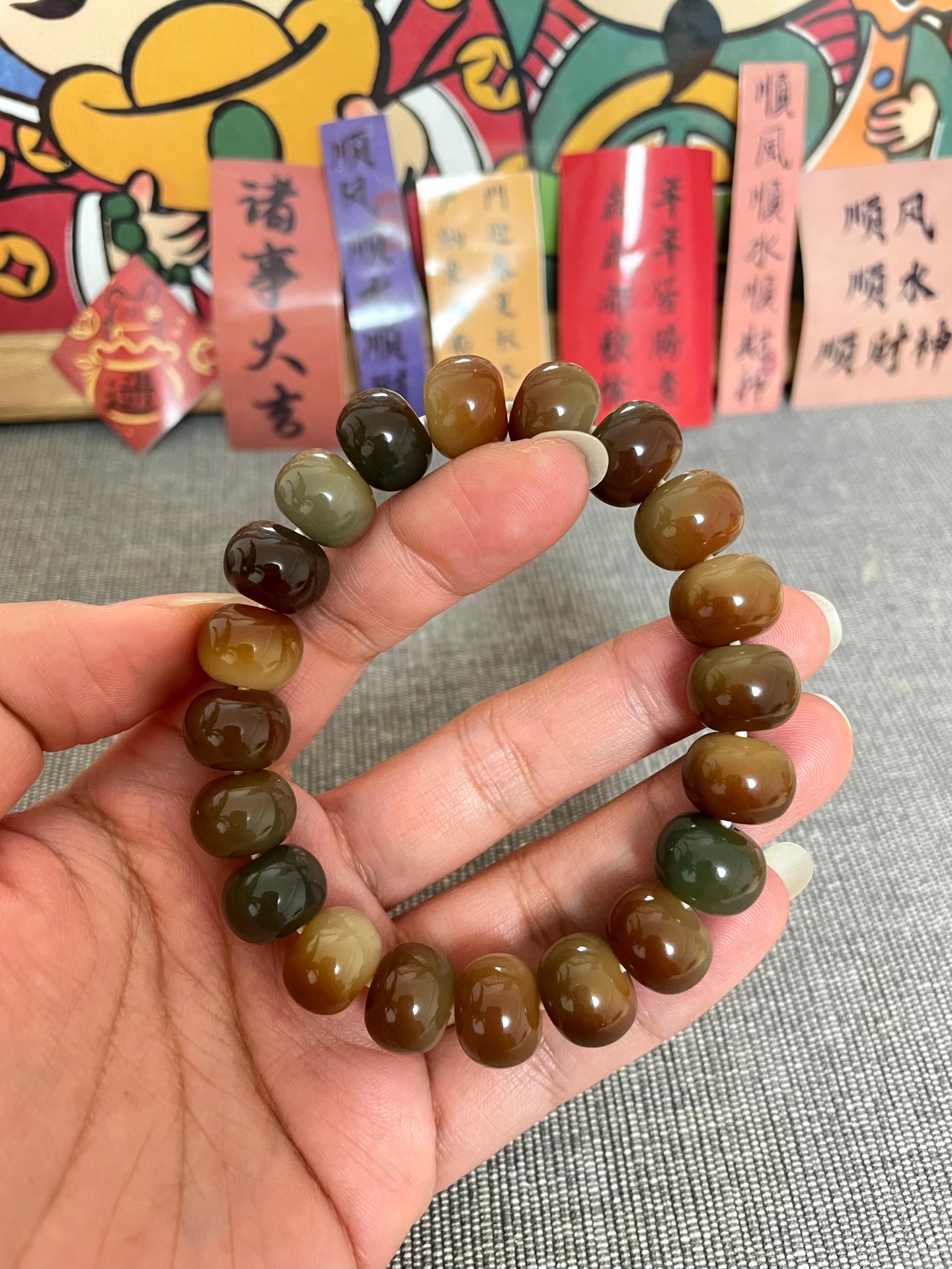 原生态白玉菩提根敦煌问天单圈手串款 约卡1.3