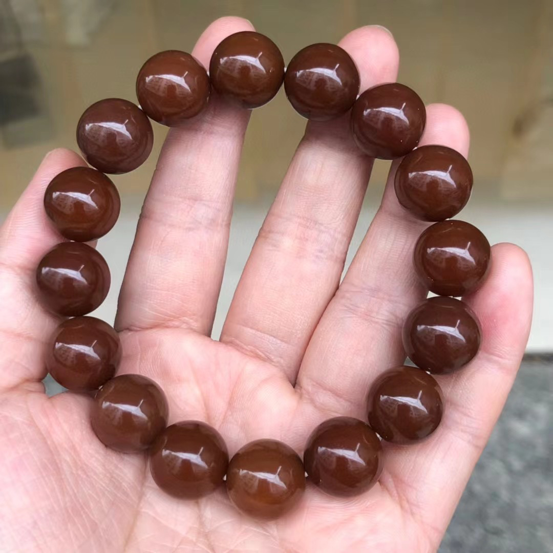 原生态菩提玉化太妃糖巧克力豆绕指柔手串 约卡1.3