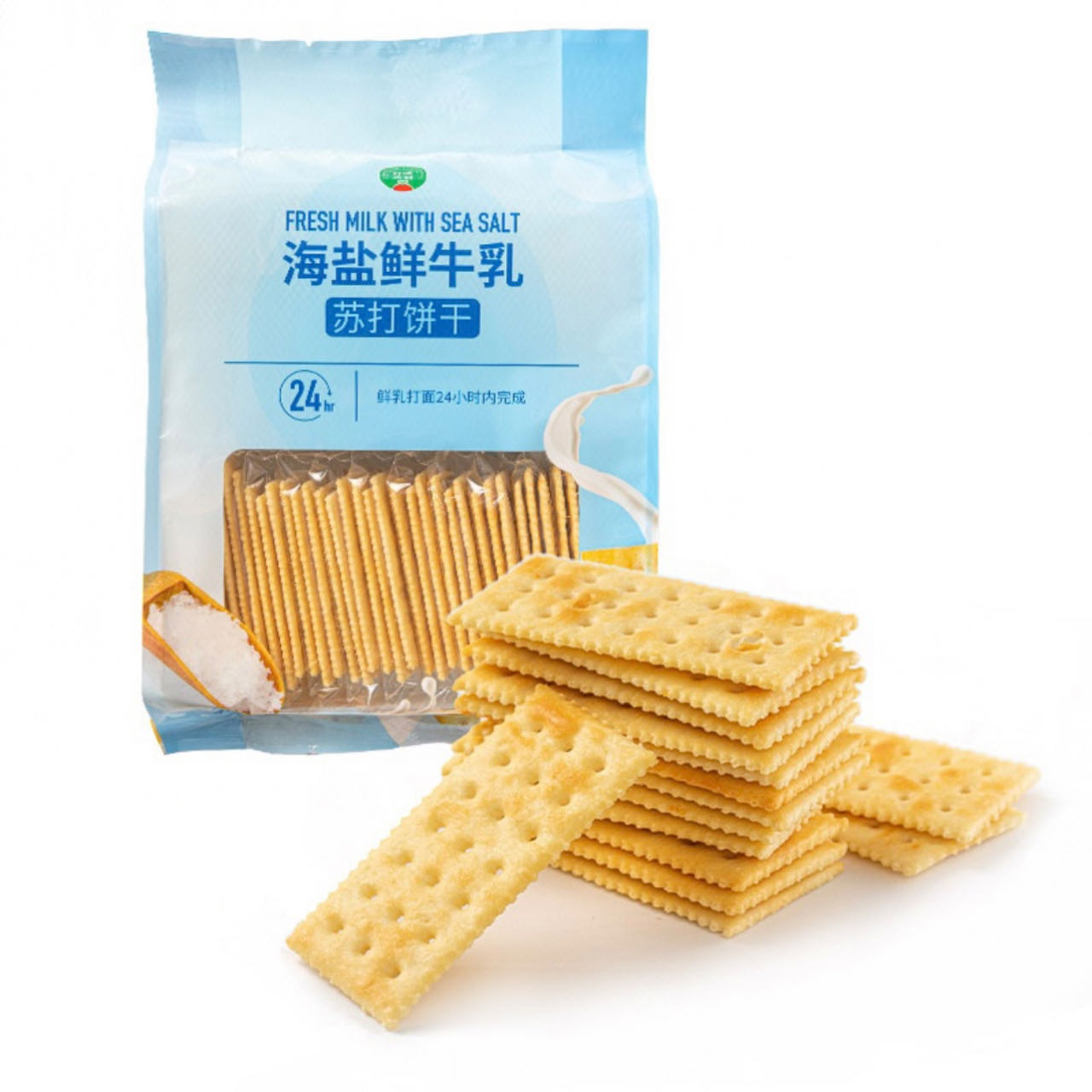现货 包邮 叮咚定制 海盐鲜牛乳苏打饼干 500g