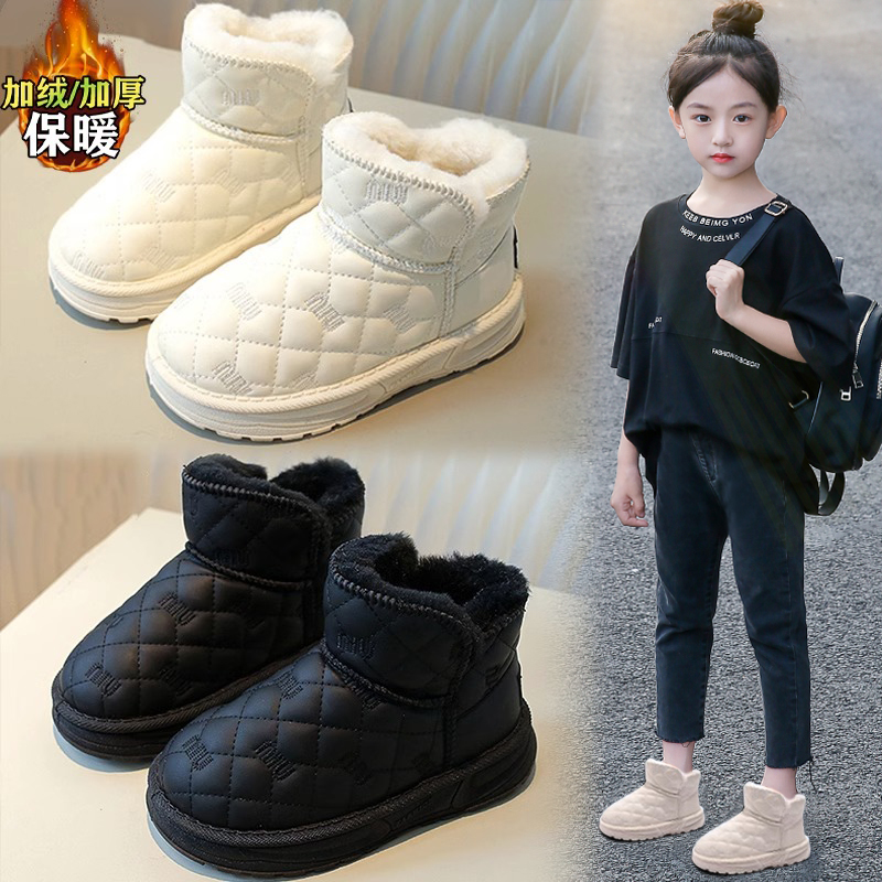 回力瑞女童雪地靴冬季新款儿童加厚加绒保暖棉靴防滑软底棉鞋