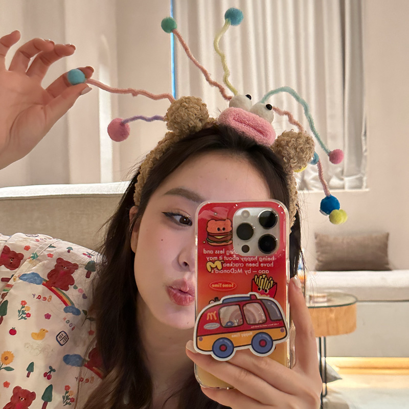 露思同款彩色毛绒扭扭棒发箍甜美可爱搞怪洗脸不压发头箍可爱发箍