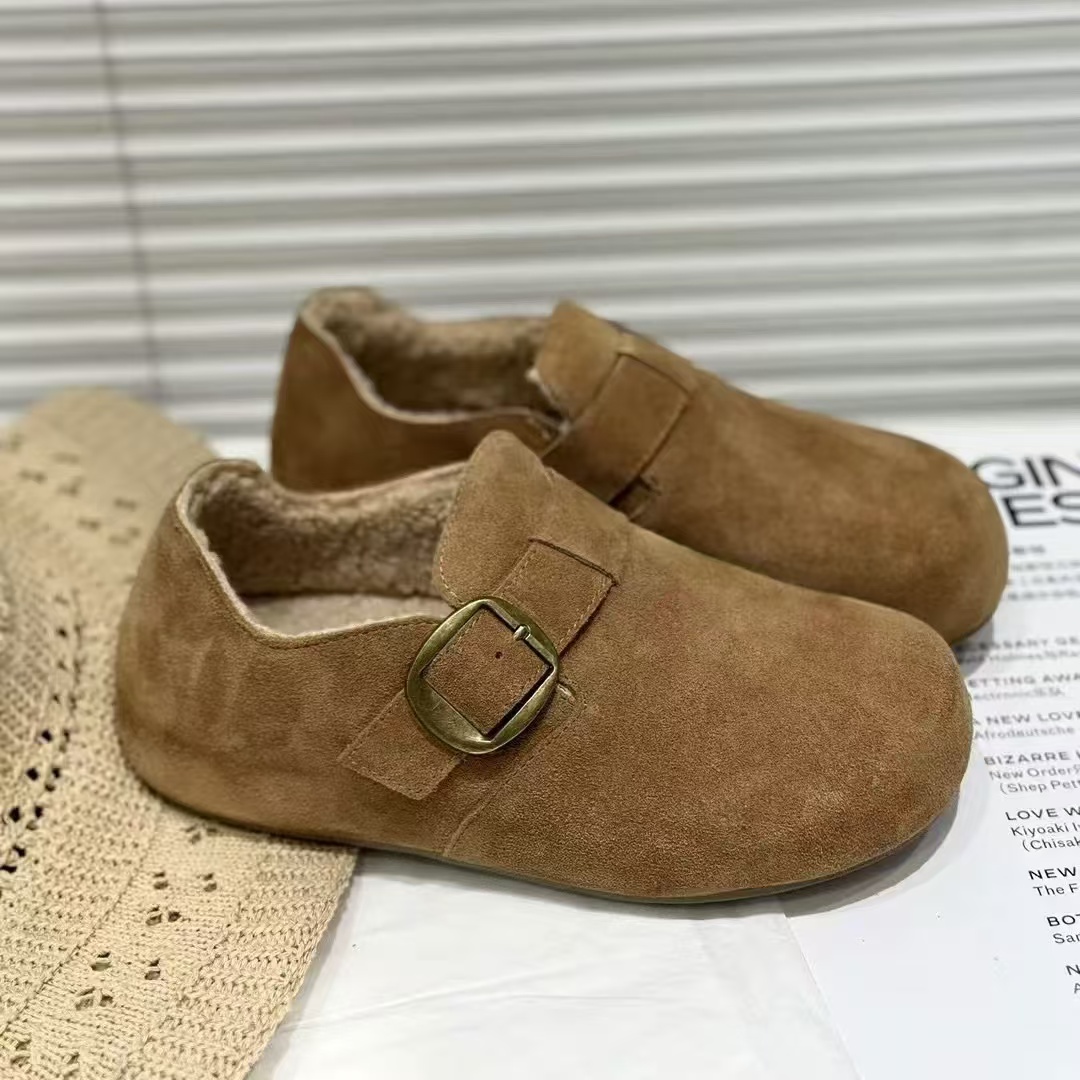 复古勃肯鞋女2024秋冬新款百搭加绒保暖休闲棉鞋11-18