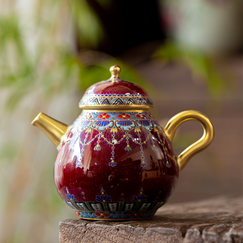 郎红敦煌茶壶泡茶壶景德镇高端陶瓷茶具手工手绘200ml