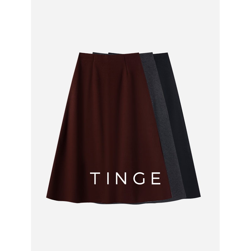 贴己暖冬A字纯色醋酸羊绒半身裙