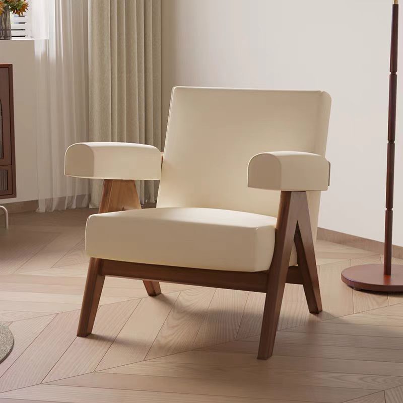 中古风单人沙发椅猫抓皮实木复古客厅阳台休闲懒人椅成套家具