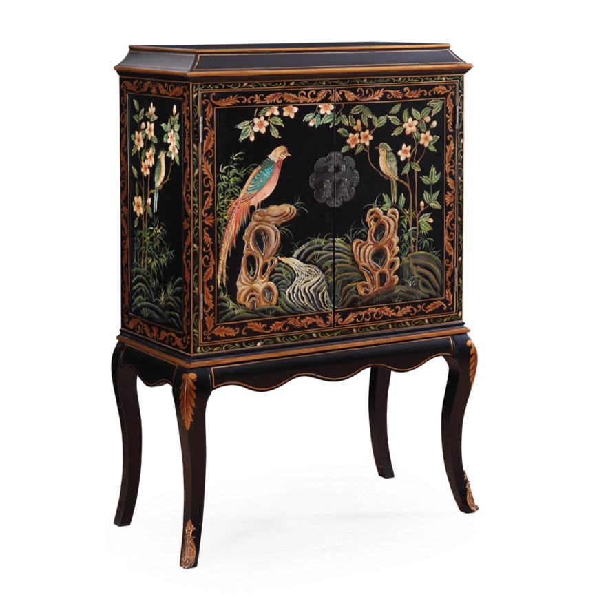 手工山水彩绘酒柜双门高柜喜上眉梢边柜大唐盛世