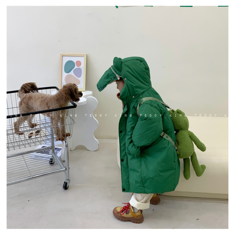 【沐妍专属】冬季新款中小童韩版小青蛙长款羽绒服ls2 TXB22032