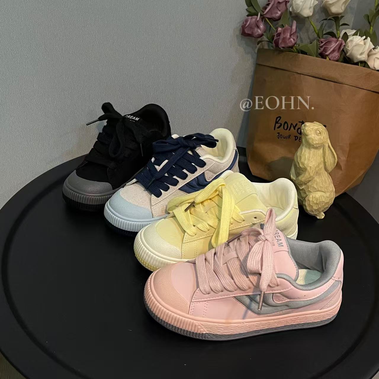 【eohn】百搭休闲鞋板鞋百搭圆头可爱学生