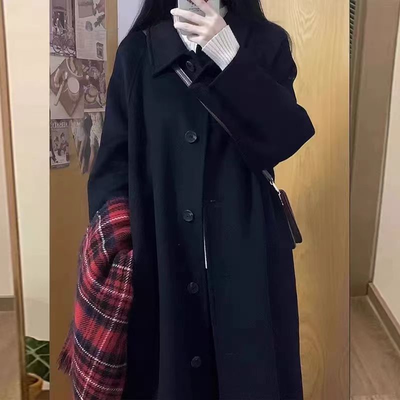 【半熟冬日】毛呢外套女高级感中长款呢子大衣韩系小个子