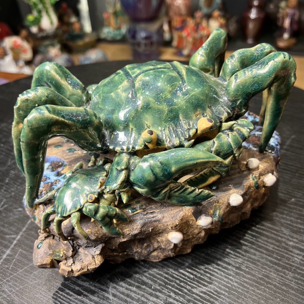 蟹原作纯手工石湾陶艺摆件