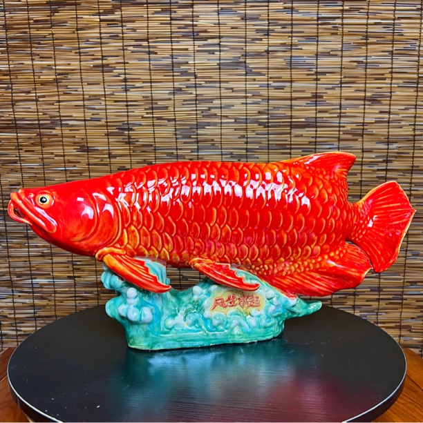 【风生水起金龙鱼】石湾公仔陶瓷工艺品摆件家居送礼长62宽23高30