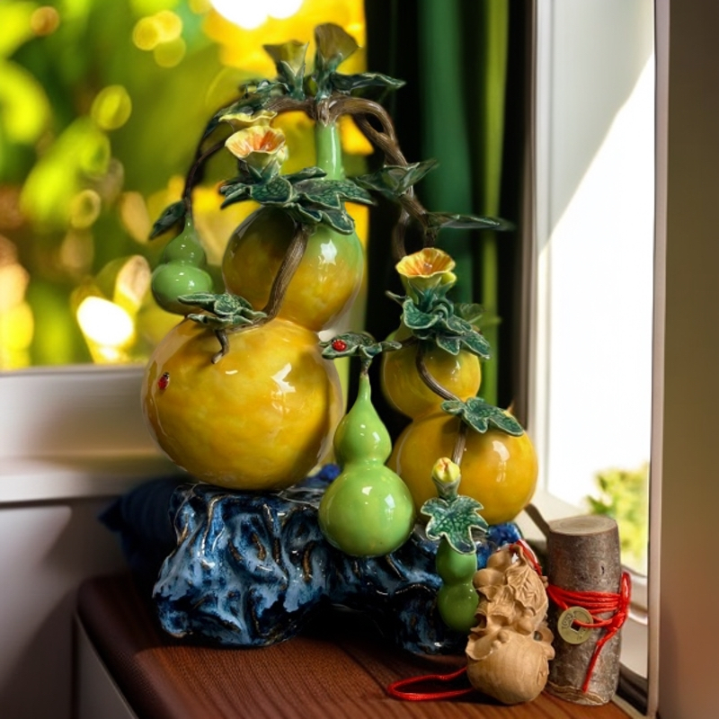 葫芦花开 五福临门 福禄到家 高端手工水果摆件