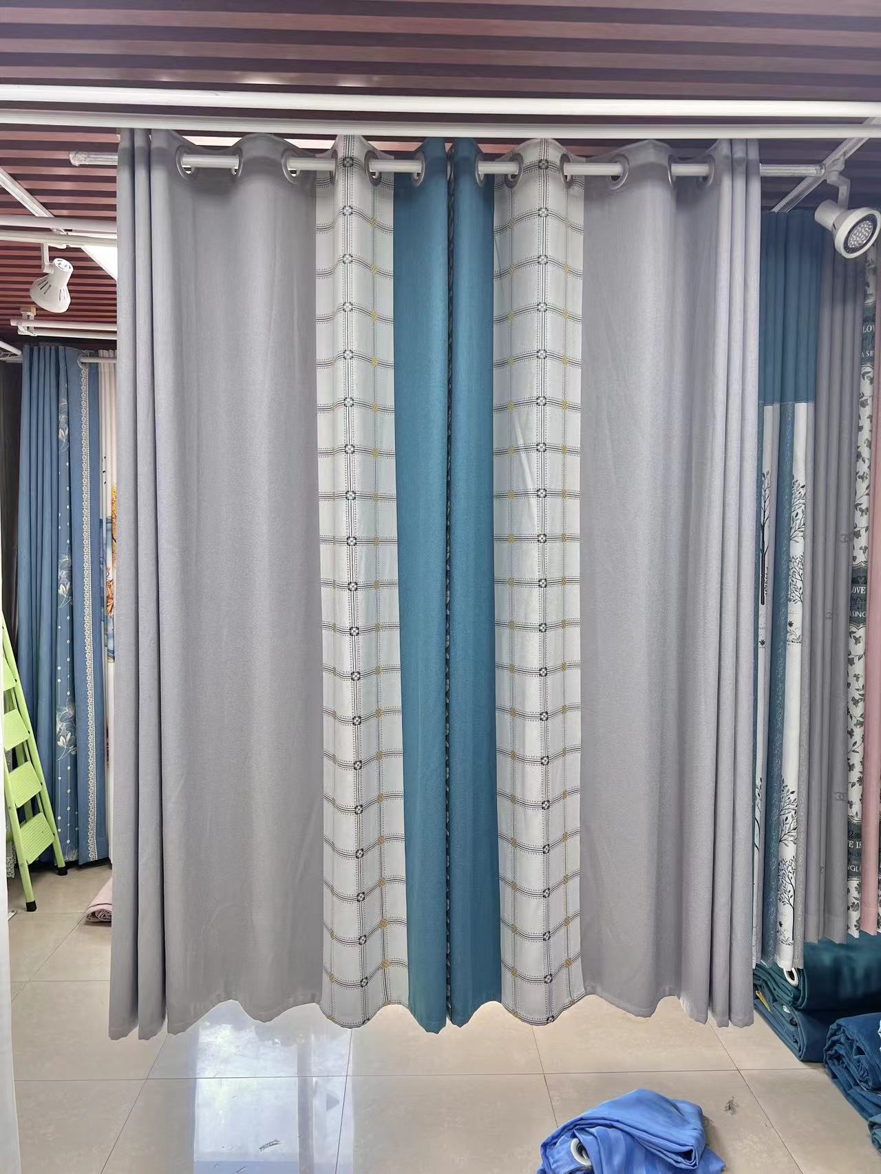 【福利】4.3米麻料无缝拼接款成品短帘（高度2米，对分成两片）