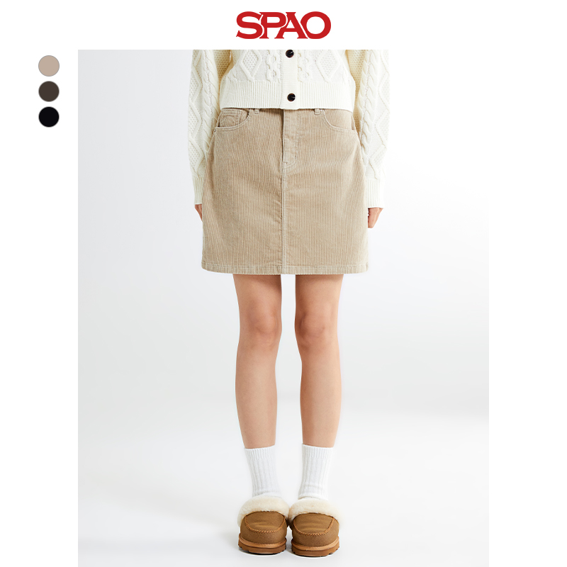 SPAO韩国同款冬季新品女士修身百搭短裙半身裙SPWHE4VG01