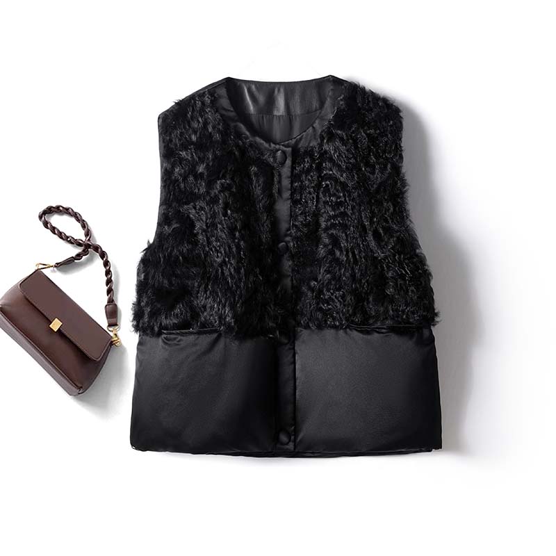 设计感短款拼接羽马甲冬季新款韩版小个子90白鸭绒加厚坎肩外套