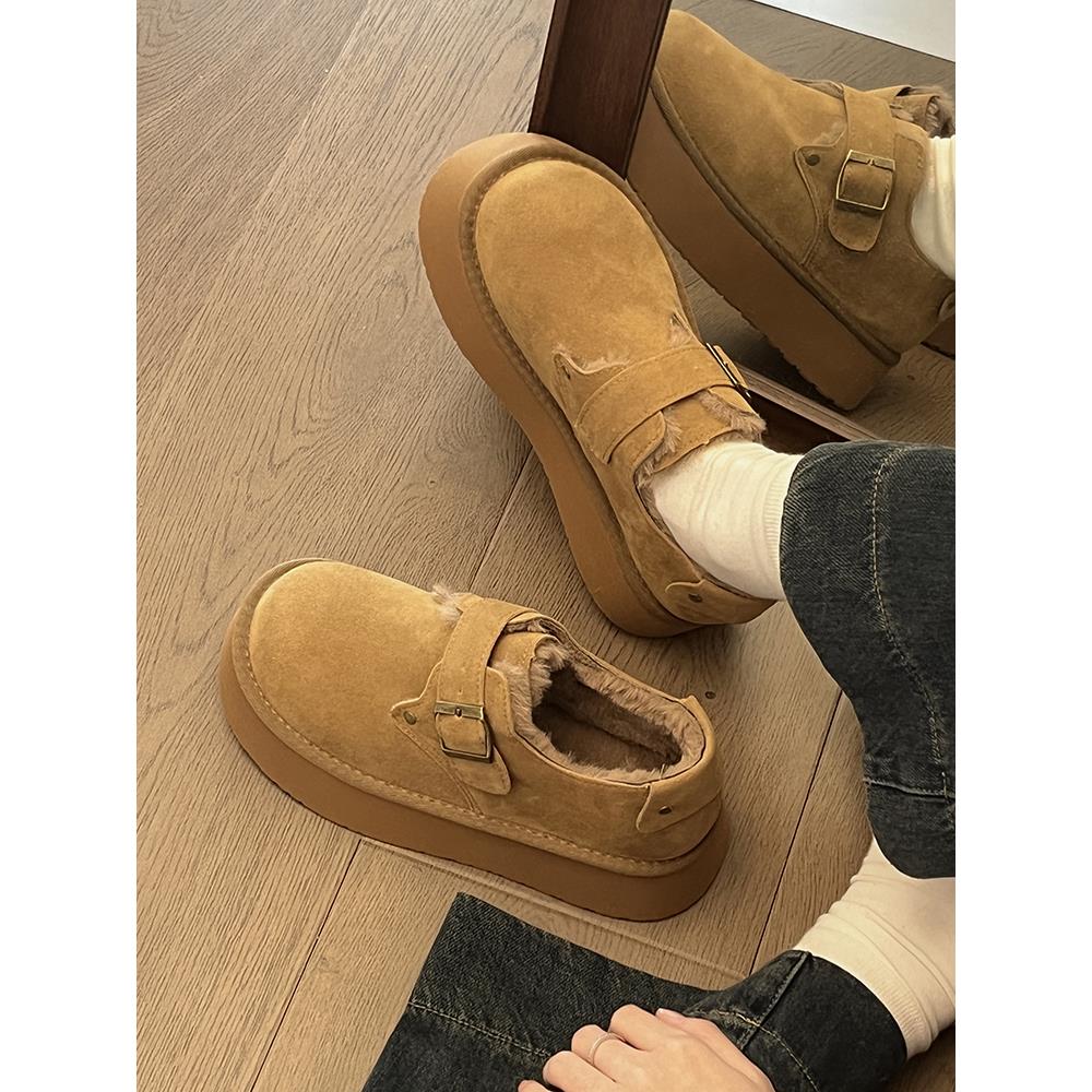 厚底雪地靴女冬季勃肯鞋2023年新款加绒加厚保暖防滑保暖东北棉鞋