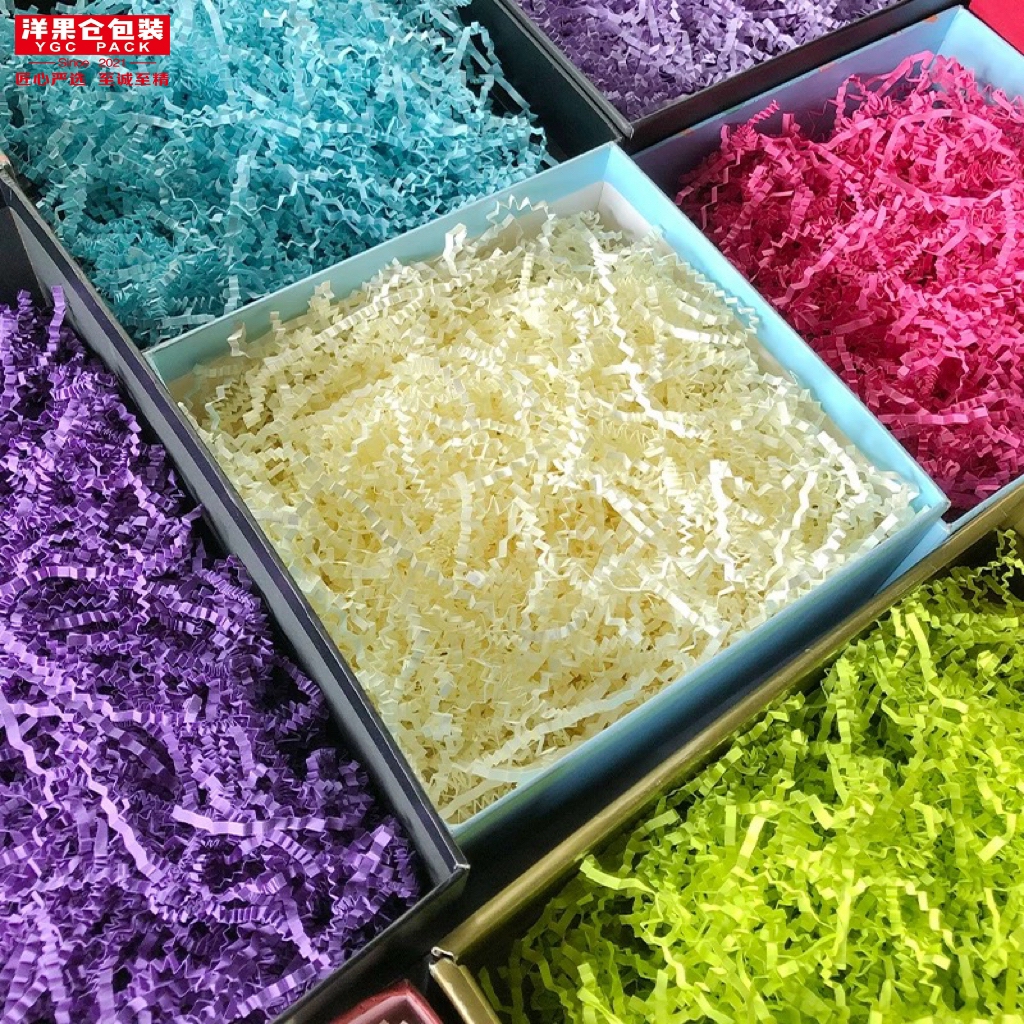 洋果仓·波浪褶皱高级拉菲草/礼盒果篮装饰填充物（500g/包）