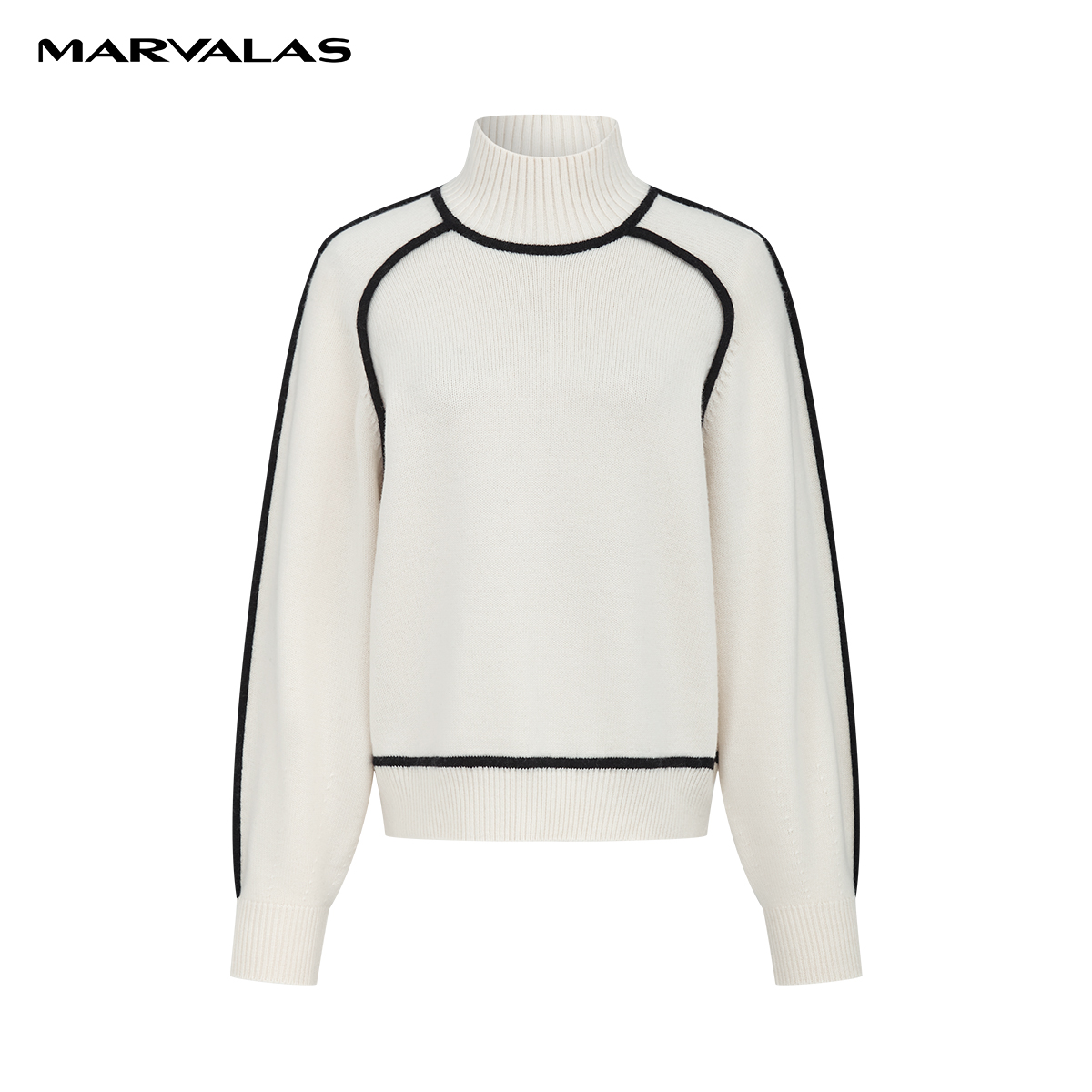 【专柜同款】曼德诗全羊毛高领针织衫冬季黑白套头衫M733306899